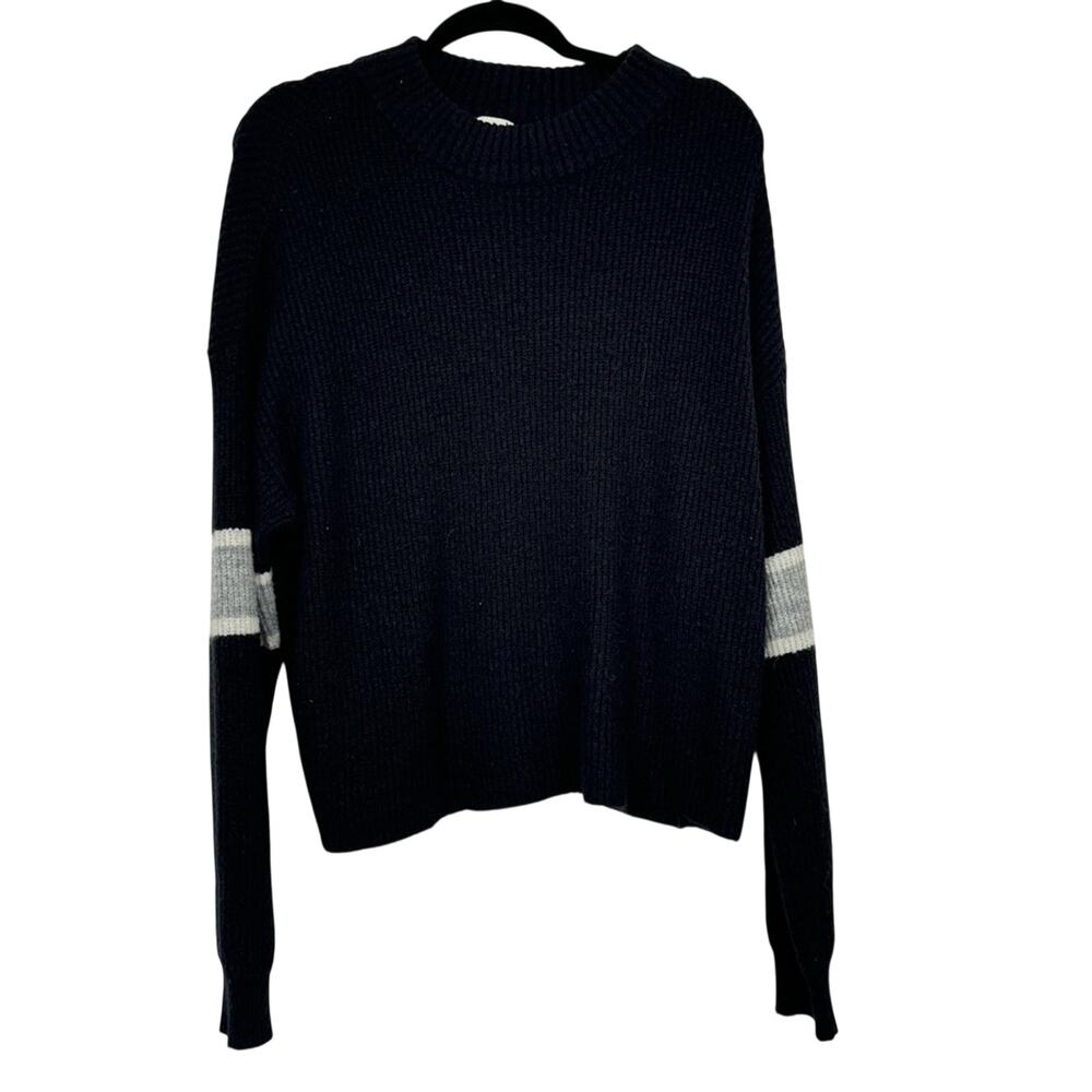 John Jenn Black Grey Pullover Sweater Womens L Academia Fall Casual Preppy